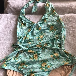 Anthropologie Pineapple Wrap One Piece